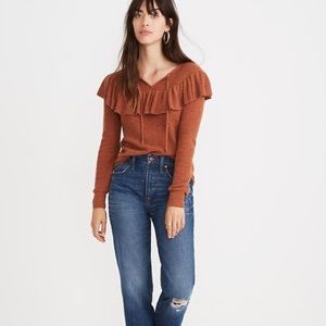 Madewell ruffle tie pull over sweater